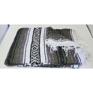 Dark green mexican blanket warm and thick falsa blanket beach blanket